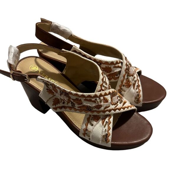 Versona Embroidered and Beaded Platform Sandals Size 8 NWOB - Picture 8 of 14